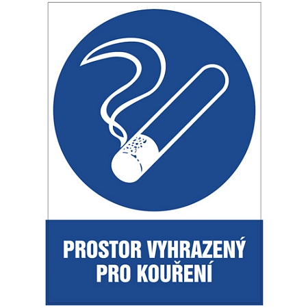 Značka Prostor vyhrazený pro kouření, samolepicí fólie, 210 × 297 mm